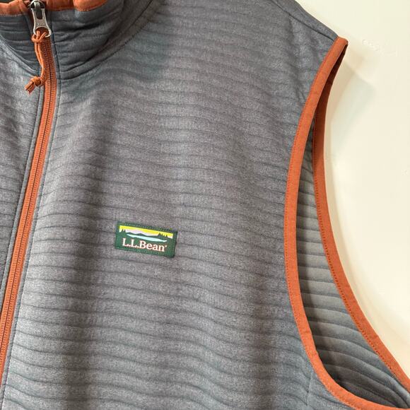 L.L.Bean Men's Airlight Vest Full Zip XXL Reg Gray Orange - Picture 2 of 6